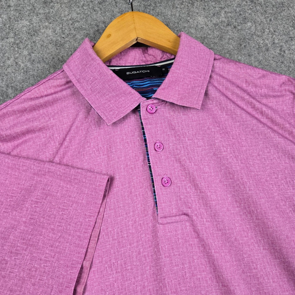 Bugatchi Polo Shirt Mens Small Pink Short Sleeve Breathable Golf Casual Luxury